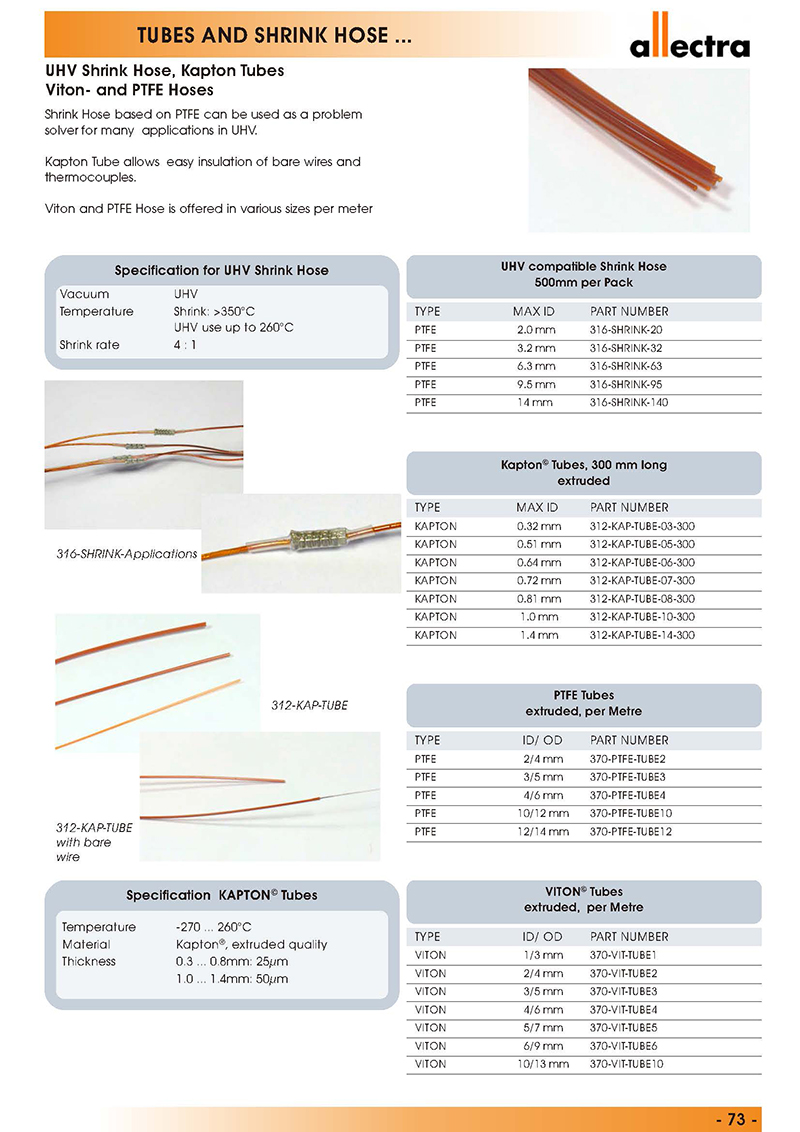 Allectra超高真空熱縮管 Allectra超高真空熱縮管