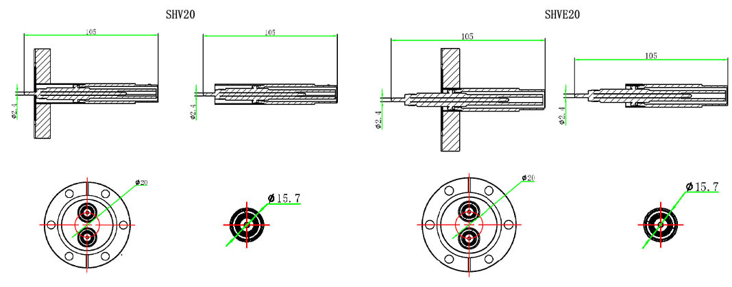 SHV20 / SHVE20同軸饋通尺寸