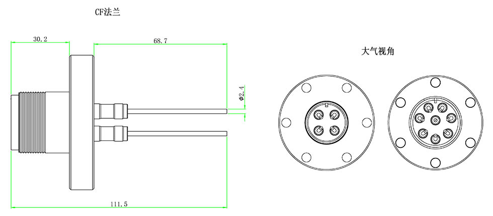 MS功率型真空饋通尺寸